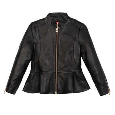 Girls' black leather jacket